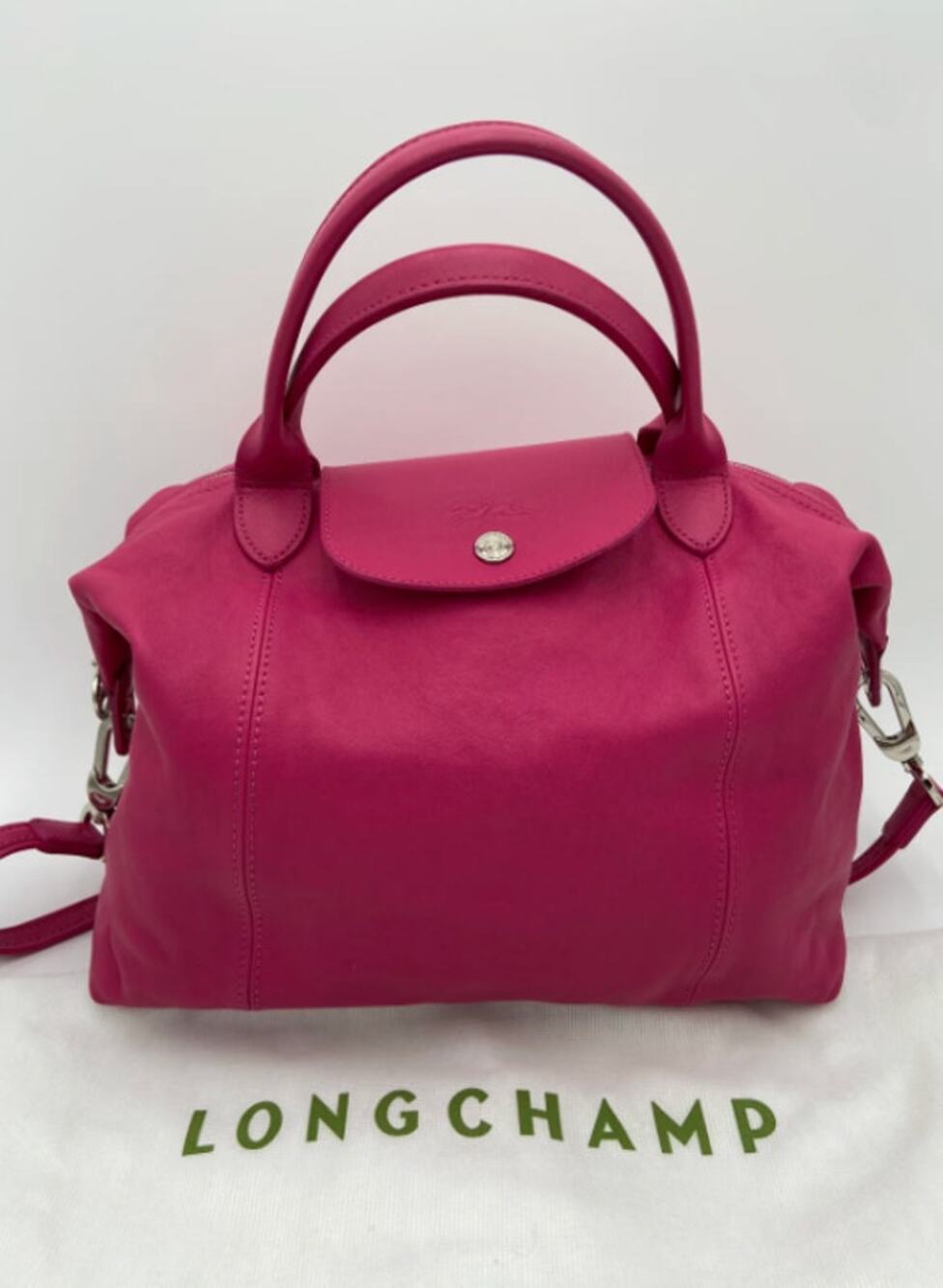 Longchamp Le Pliage Cuir Pink Leather Bag